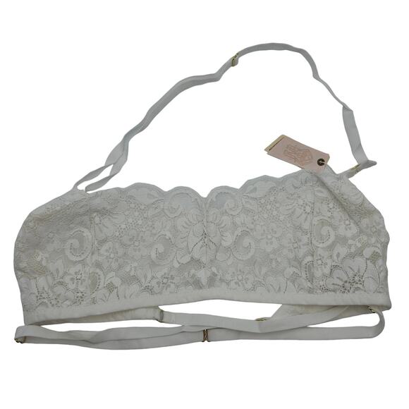 Free People We Are HAH Womans size L Don't Cross Me Halter Bralette White NEW - Picture 1 of 8